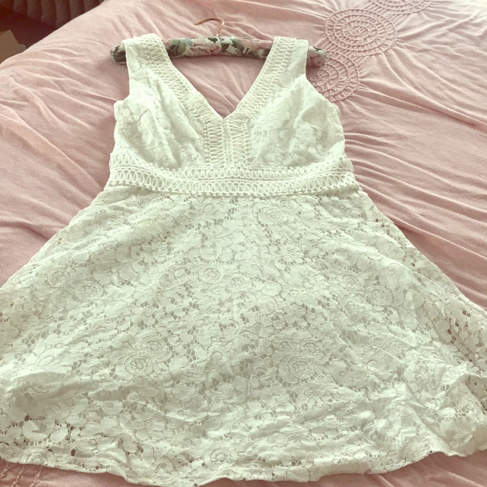 Cream lace formal cocktail dress